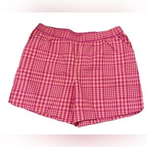 Lands End Womens Pink Plaid Shorts Size XL
